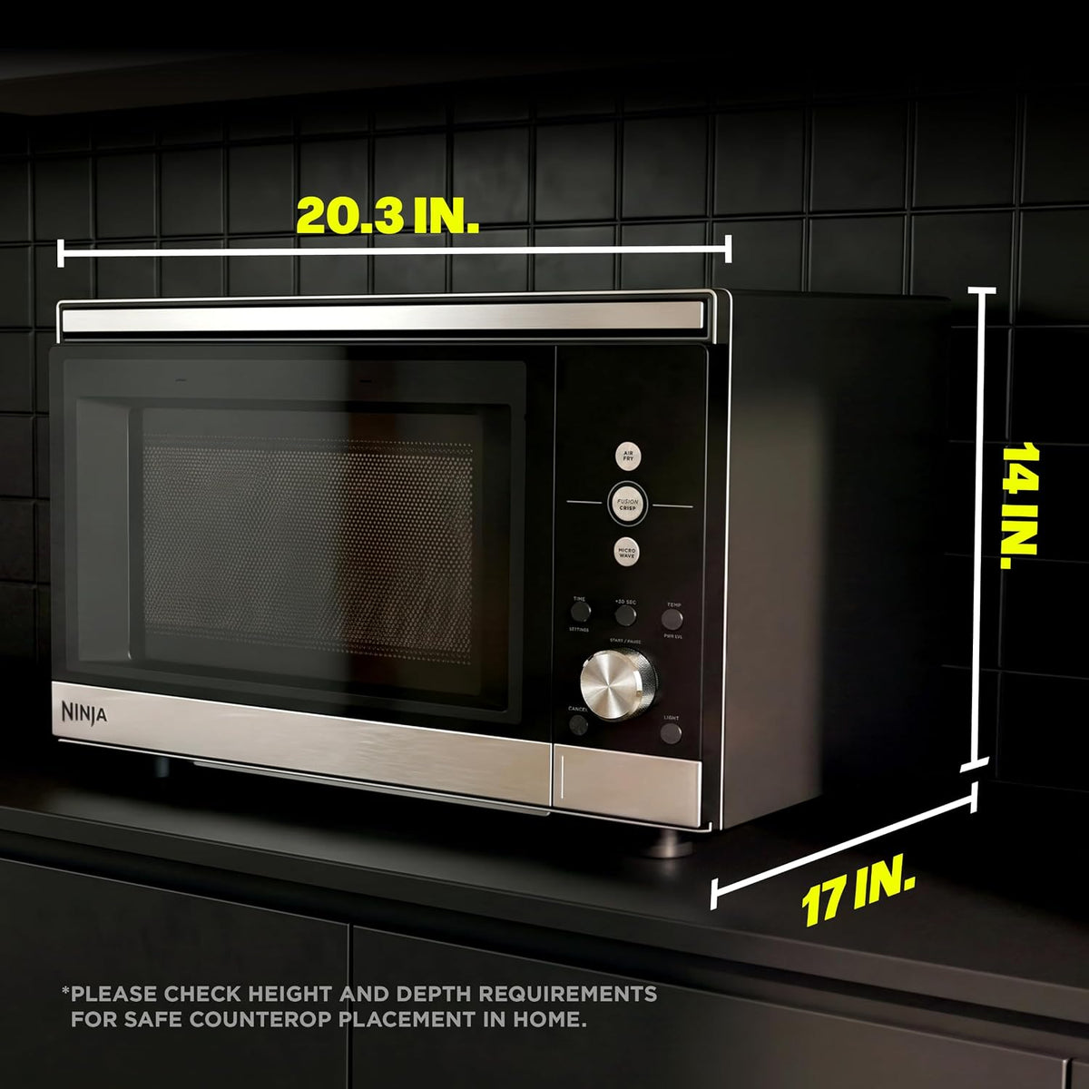Ninja® Crispi™ Microwave & Air Fryer with FusionCrisp, Silver, MW101 | Replaces a countertop microwave and air fryer with 14 functions; Fast 1000W microwave and powerful 1700W Ninja® air fryer.