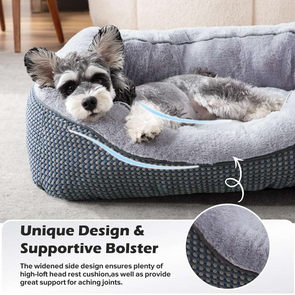 INVENHO Medium Dog Beds for Medium Dogs Washable, Rectangle Dog Bed Medium Size Dog, Orthopedic Dog Bed, Warming Soft Calming Sleeping Puppy Bed Durable Pet Bed with Anti-Slip Bottom M(30"x24"x9")