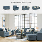Signature Design by Ashley Ottoman, Cashton Blue Rectangular Foot Rest | 100% polyester Janiere chenille, Crosshatched weave, Ottoman foot rest, Firm foam cushion, Sturdy reinforced frame structure