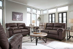 Signature Design by Ashley Faux Leather Living Room Sofa, Umber | 87"W contemporary 3-seater, Anti-sag platform foundation, Easy-clean upholstery fits 32" doorways, WalkerPoint Series