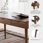 Signature Design by Ashley Lyncott Home Office Desk 60" Midcentury Modern | Mid-century modern office desk, Mango wood veneer, Solid rubberwood legs, 3 dovetail drawers, Integrated cord management