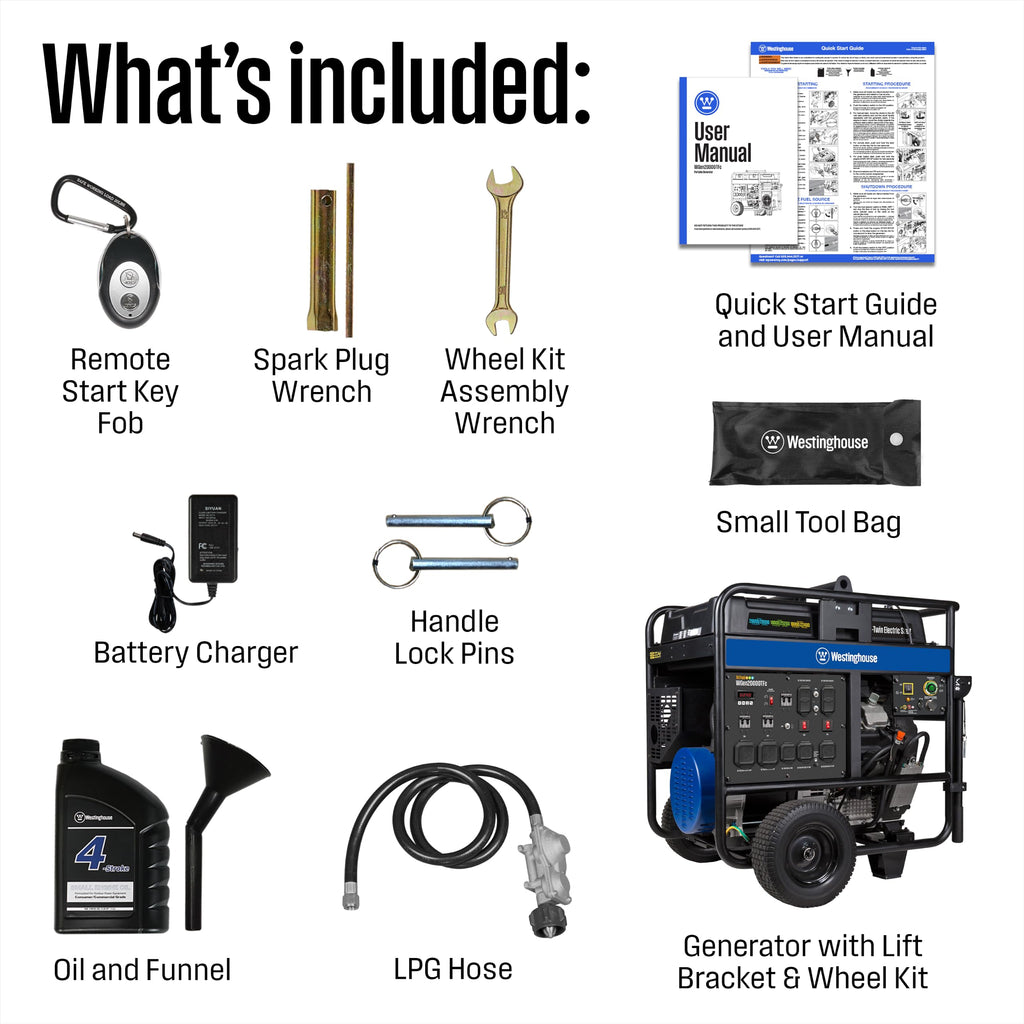 Westinghouse 28000 Peak Watt Tri-Fuel Home Backup Portable Generator, Remote Electric Start, Transfer Switch Ready, Gas, Propane, and Natural Gas Powered