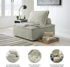 Signature Design by Ashley Oversized Armless Accent Chair, Taupe | Checkered polyester upholstery, Wood and engineered wood frame, Included bolster and toss pillows, Bales Series