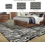 Signature Design by Ashley Area Rug, Abstract 10x14, Black/Ivory | Extra large modern abstract rug with medium 9 mm pile, 100% polyester for spacious living rooms, Bramshaw Series