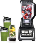 Ninja Nutri Personal & Countertop Blender, 1200W Auto-iQ, Black, BL642 | Auto-iQ base blends smoothies & shakes. 72-oz pitcher plus 18, 24 & 32-oz to-go cups w/ spout lids. Dishwasher safe.