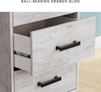 Signature Design by Ashley Farmhouse Desk with Drawers, 54", White & Gray | Engineered wood, 3 smooth-gliding drawers, Fully finished back, 19 in depth, Modern farmhouse style, Shawburn Series