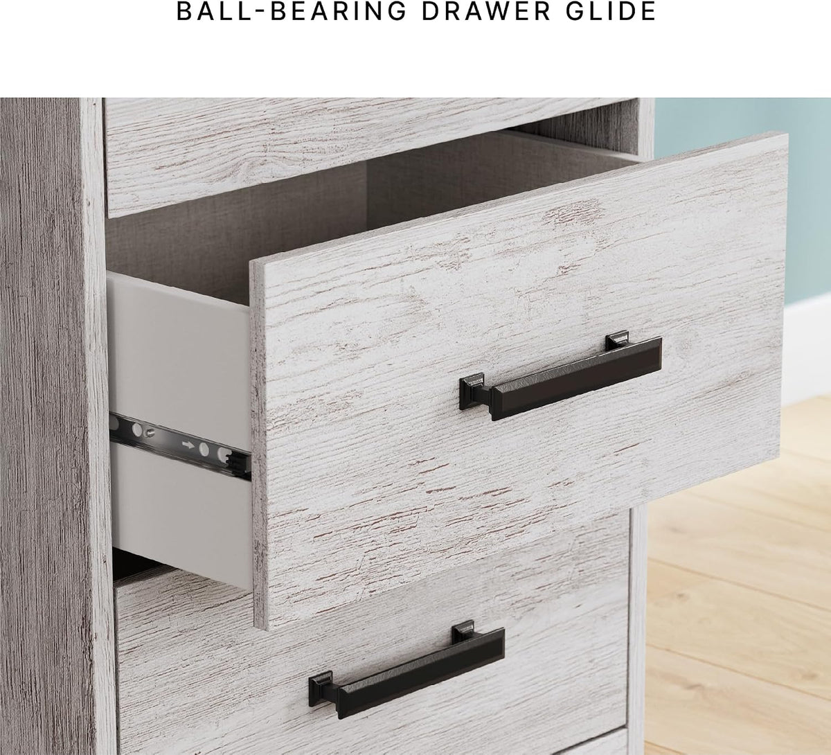 Signature Design by Ashley Farmhouse Desk with Drawers, 54", White & Gray | Engineered wood, 3 smooth-gliding drawers, Fully finished back, 19 in depth, Modern farmhouse style, Shawburn Series