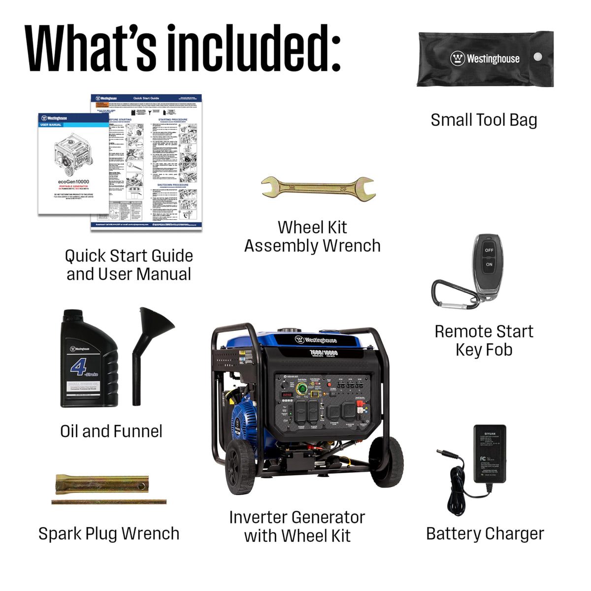 Westinghouse 12000 Peak Watt Dual Fuel Portable Inverter Generator, Remote Electric Start, Transfer Switch Ready, Gas and Propane Powered, Low THD - Safe for Electronics, Parallel Capable, CO Sensor
