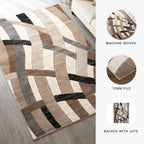 Signature Design by Ashley 7x10 Area Rug, Modern Geometric | Carved 12 mm high-low pile for tactile texture, Stain-resistant polypropylene large living room rug, Jacinth Series