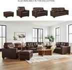 Signature Design by Ashley Santorine Contemporary Leather and Faux Leather Rectangular Ottoman, Top Grain Cushion, Rectangular Footrest and Coffee Table for Living Room, 34" W, Dark Brown
