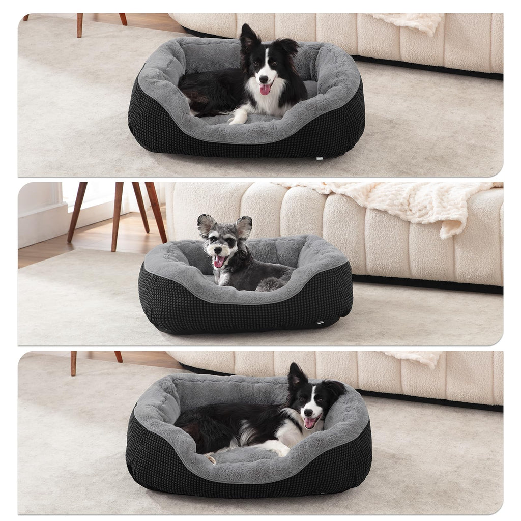 INVENHO Medium Dog Beds for Medium Dogs Washable, Rectangle Dog Bed Medium Size Dog, Orthopedic Dog Bed, Warming Soft Calming Sleeping Puppy Bed Durable Pet Bed with Anti-Slip Bottom M(30"x24"x9")