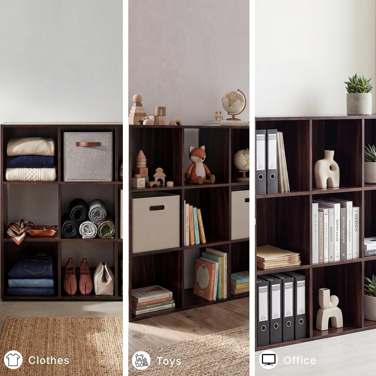 Signature Design by Ashley Glosmount 9 Cube Storage Organizer or Bookcase, Cherry & Light Brown
