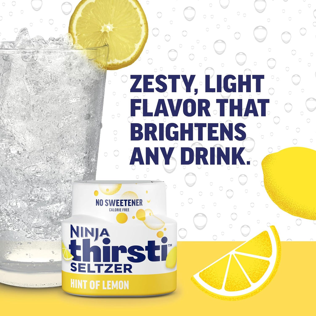 Ninja Thirsti Flavored Water Drops, SELTZER Lemon, Crisp and Refreshing Sparkling Water, Zero Calories, Zero Sugar, Zero Sweeteners, Makes 20, 12oz drinks, 3 Pack, WCFLEMNAM