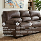 Signature Design by Ashley Faux Leather Living Room Sofa, Umber | 87"W contemporary 3-seater, Anti-sag platform foundation, Easy-clean upholstery fits 32" doorways, WalkerPoint Series