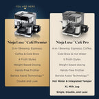 Ninja Luxe Café Premier 3-in-1 Espresso Machine, Drip Coffee, & Cold Brew | Built-in Grinder, Hands-Free Milk Frother, and Assisted Tamper for Cappuccinos & Lattes, Stainless Steel, ES601