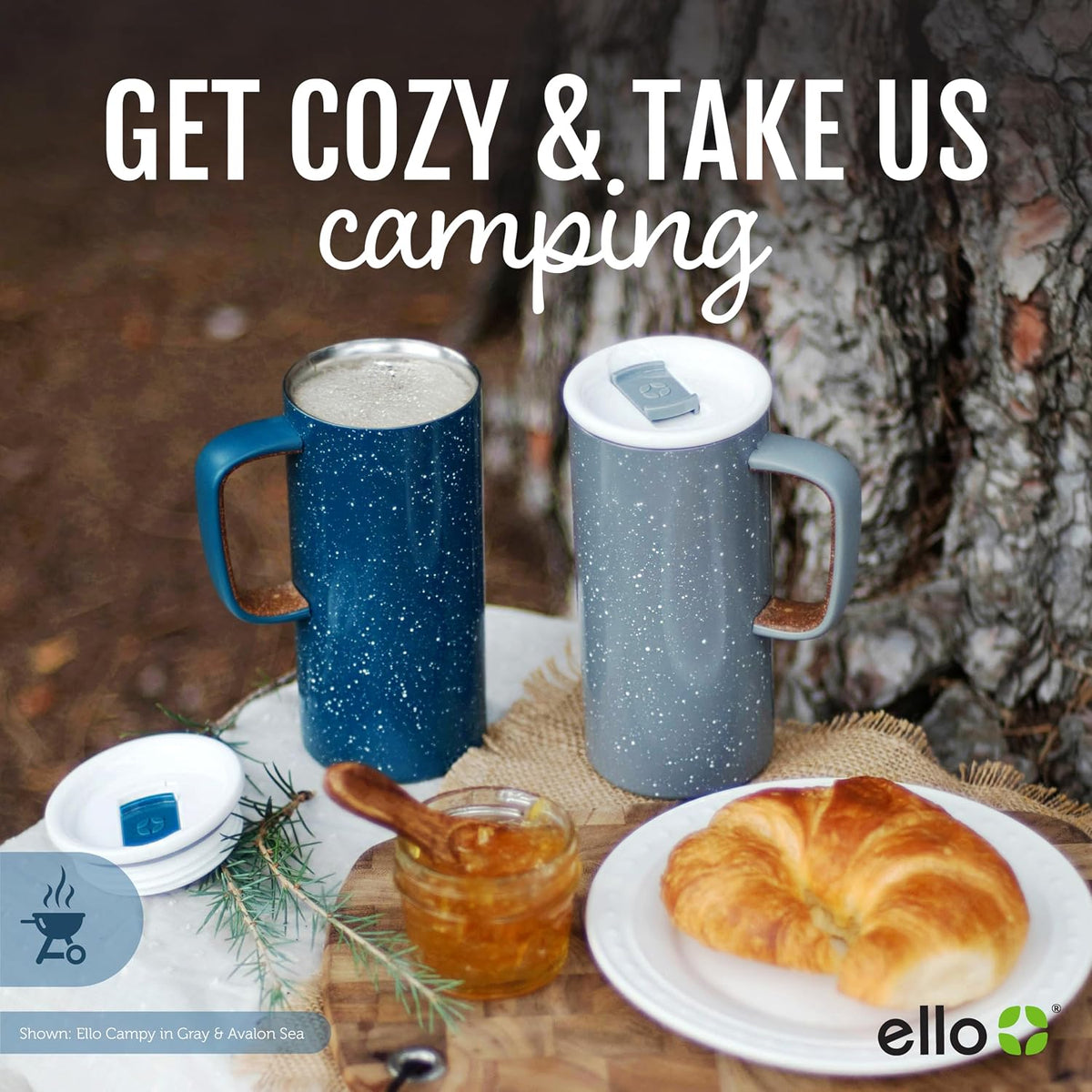 Ello Campy 18oz Insulated Stainless Steel Travel Mug with Handle, Frost