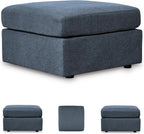 Signature Design by Ashley Modmax Oversized Square Accent Ottoman, Ink Blue | Stain-resistant Next-Gen Nuvella performance fabric, 32 in square footprint, Fits modular sectionals, No assembly required