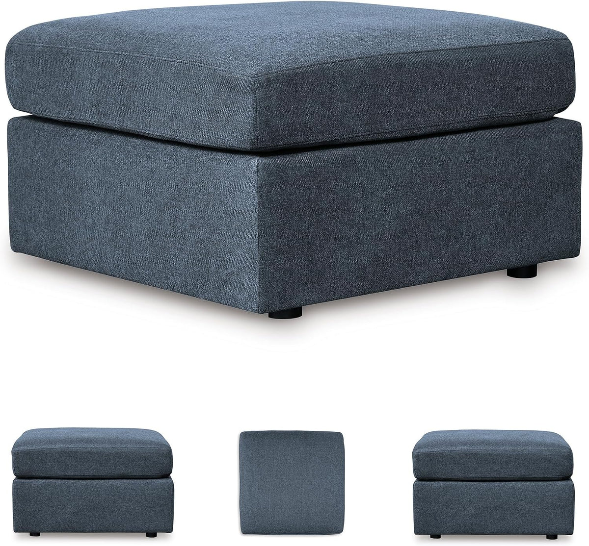 Signature Design by Ashley Modmax Oversized Square Accent Ottoman, Ink Blue | Stain-resistant Next-Gen Nuvella performance fabric, 32 in square footprint, Fits modular sectionals, No assembly required
