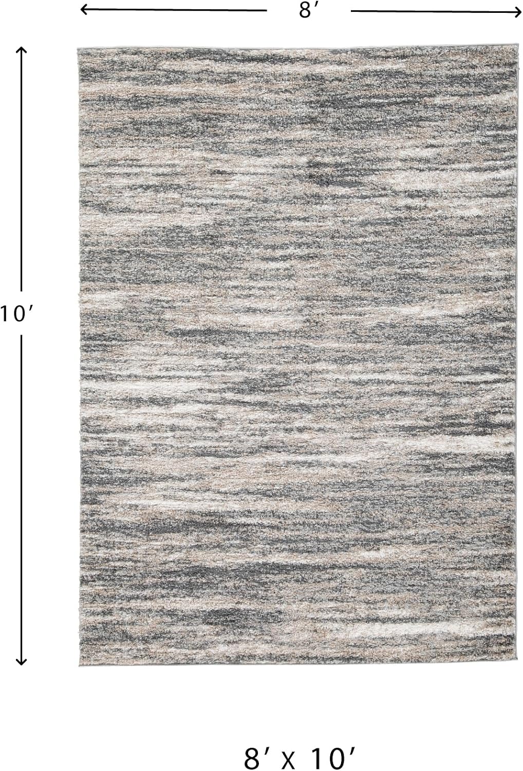Signature Design by Ashley Modern Shag Rug 8x10, Gray and Beige | Woven polyester with a plush 1.18-inch thick pile, Abstract striped pattern for living room decor, Gizela Series