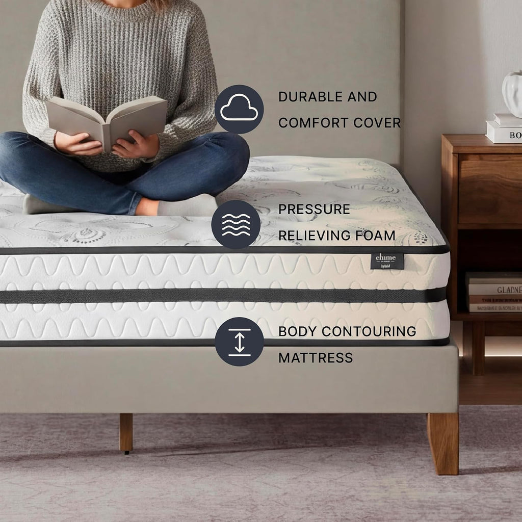 Signature Design by Ashley Queen Mattress, 10 Inch Medium Firm Hybrid