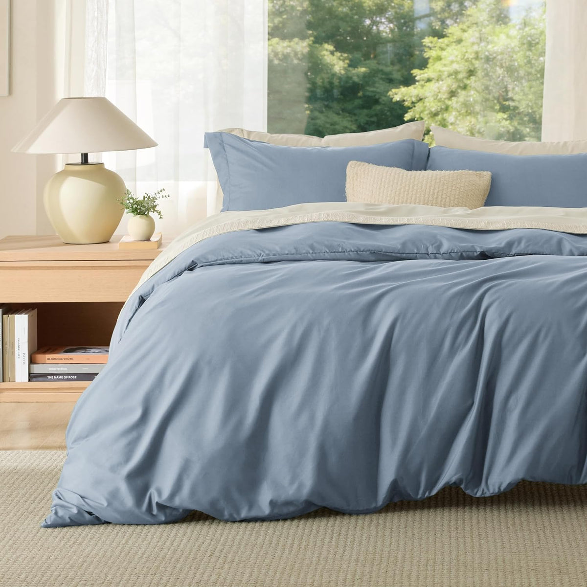 Bedsure Duvet Cover Queen Size, 3Pcs Soft Double Brushed Bedding Set, White