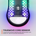 SteelSeries Aerox 3 - Holey RGB Gaming Mouse - Ultra-lightweight Water Resistant Design - 8,500 DPI TrueMove Core Optical Sensor - Onyx