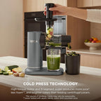Ninja NeverClog Cold Press Juicer, 24oz Jug, 36oz Pulp, Charcoal, JC151 | 150W high-torque auger juices fibrous fruits & veggies. Total Pulp Control, 2 one-touch programs. Dishwasher safe.
