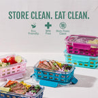 Ello Duraglass 3.4 Cup Glass Meal Prep Containers, 10 Pc, 5 Pack, Orchard