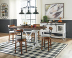 Signature Design by Ashley Valebeck Counter Height Bar Stool, Brown | Rustic-industrial wood and metal stool, Cushioned comfort, Tailored nailhead trim, Smooth 360-degree swivel