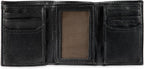 Levi's Men's Trifold Wallet - Sleek and Slim Includes ID Window and Credit Card Holder,Black Embossed Logo