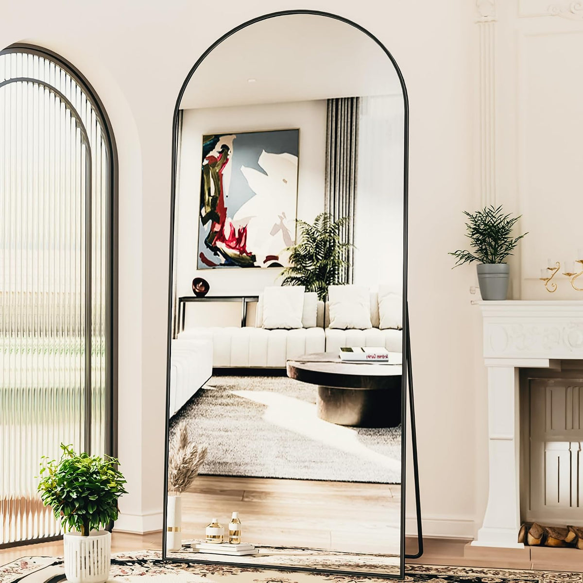 Antok 58" x19” Arched Full Length Mirror, Floor Mirror with Stand,Gold