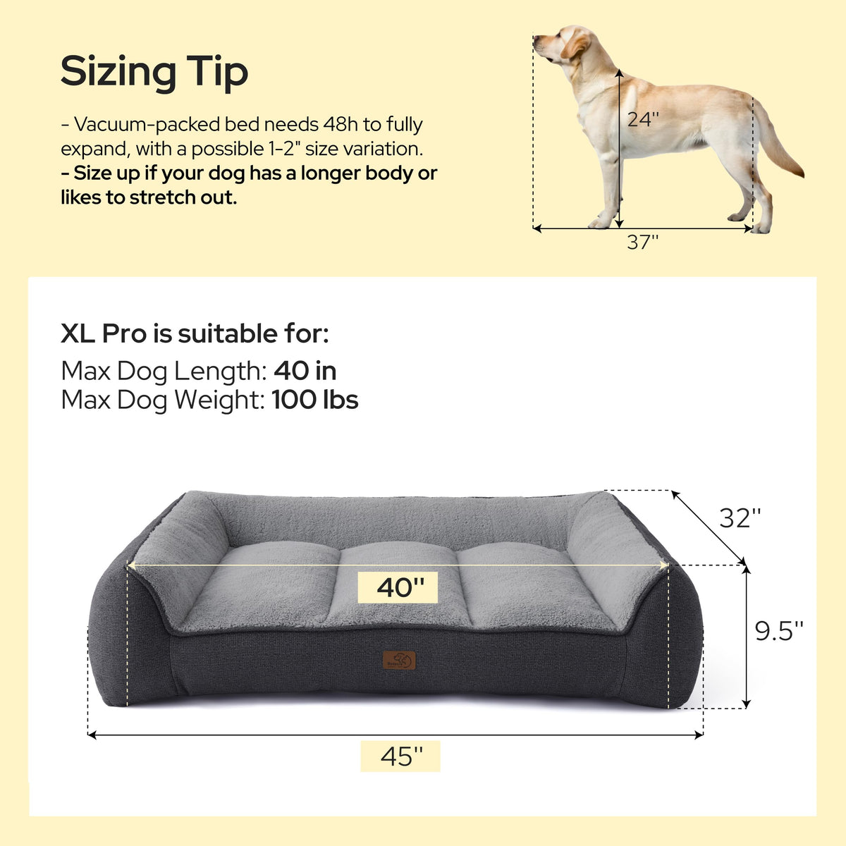 Bedsure SupportMax® Extra Thick Orthopedic XL Dog Bed for Extra Large Dogs