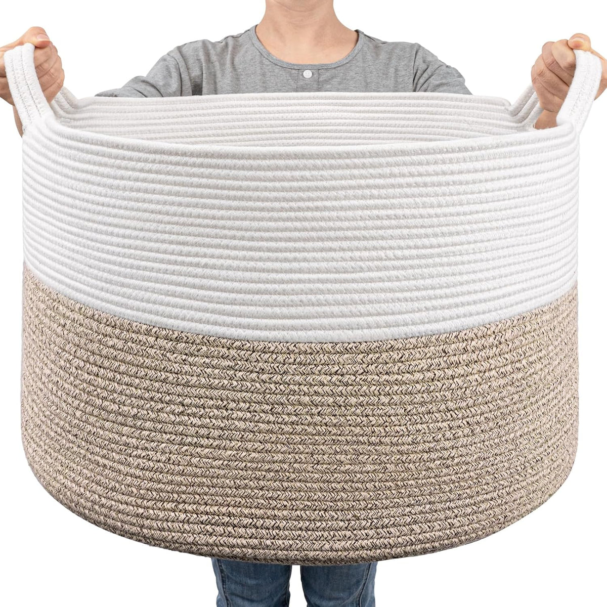 Goodpick Woven Rope Basket for Blankets Fit Nursery & Living Room, 45L