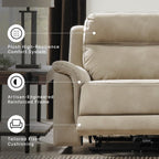 Signature Design by Ashley Power Reclining Sofa, Living Room Couch, Sand | Sand spill-resistant easy-to-clean water-resistant performance fabric, Power headrest, Zero-draw USB, Next-Gen Durapella