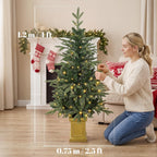 HOMCOM Set of 2 Prelit Christmas Trees with Dual-Colour Lights, Remote, 4ft