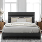 Allewie Queen Size Platform Bed Frame with Fabric Upholstered Headboard