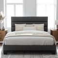 Allewie Queen Size Platform Bed Frame with Fabric Upholstered Headboard