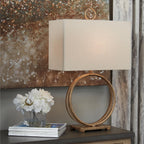 Signature Design by Ashley Table Lamp, 28 Inch, Gold, Rectangle Shade