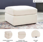Signature Design by Ashley Modmax Square Oversized Accent Ottoman, Oyster | Stain-resistant Next-Gen Nuvella polyester, Durable reinforced frame, 32-inch square design for coffee table use