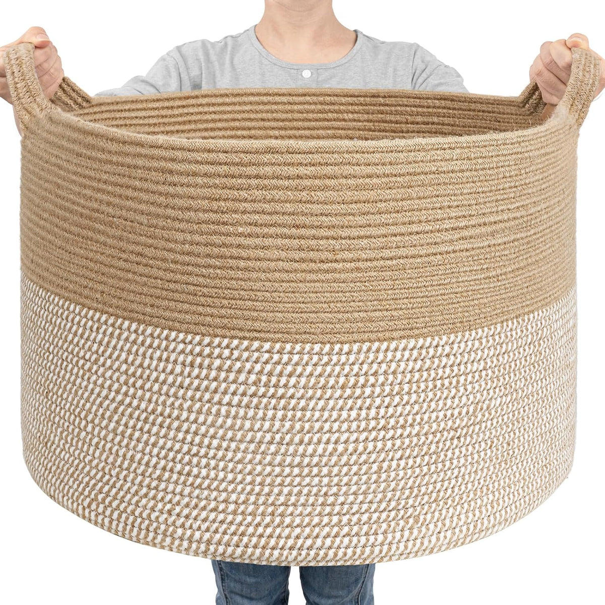 Goodpick Woven Rope Basket for Blankets Fit Nursery & Living Room, 45L