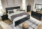 Signature Design by Ashley Tall Farmhouse Nightstand, 2 Drawer, Black