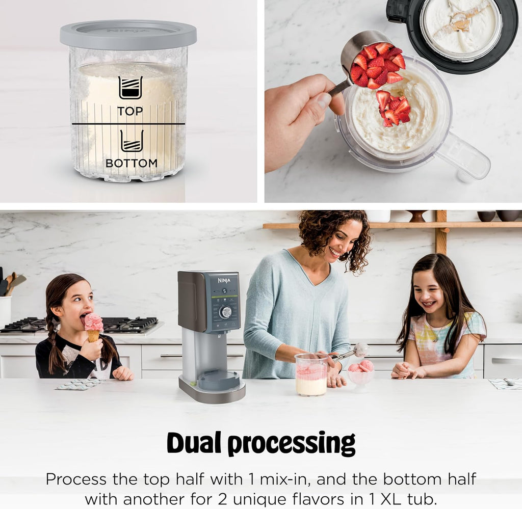 Ninja CREAMi Deluxe Ice Cream Maker | 11-in-1 Create Frozen Desserts, Sorbet, Milkshakes, Yogurt & More | Includes 2 Dishwasher Safe XL 24 Oz. Tubs with storage lids | Blue | NC501ND