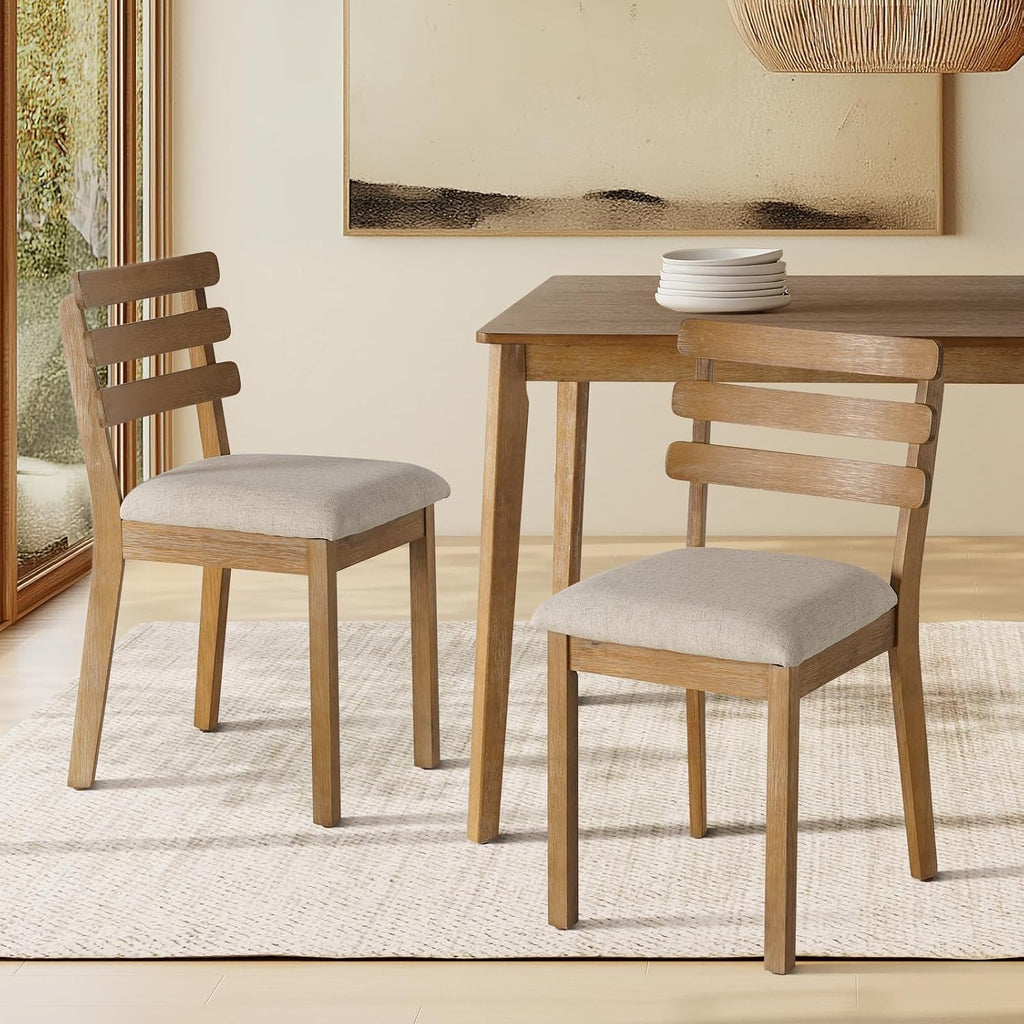 4-Piece Farmhouse Dining Set, Wooden Dining Table with 2 Chairs, Bench Seat
