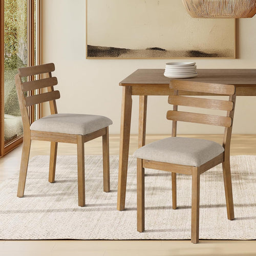4-Piece Farmhouse Dining Set, Wooden Dining Table with 2 Chairs, Bench Seat