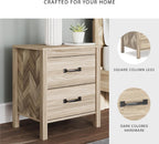 Signature Design by Ashley Battelle Nightstand, Mid Century Modern 2 Drawer Bedside Table, Engineered Wood Construction for Bedroom Storage, Light Oak Finish, 22 inches W