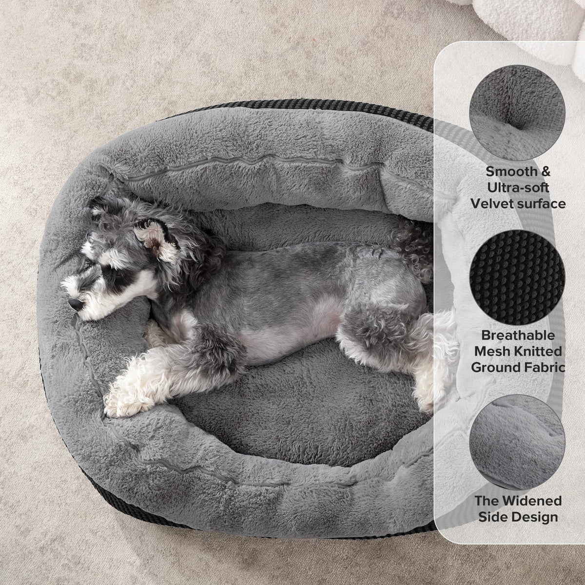 INVENHO Medium Dog Beds for Medium Dogs Washable, Rectangle Dog Bed Medium Size Dog, Orthopedic Dog Bed, Warming Soft Calming Sleeping Puppy Bed Durable Pet Bed with Anti-Slip Bottom M(30"x24"x9")