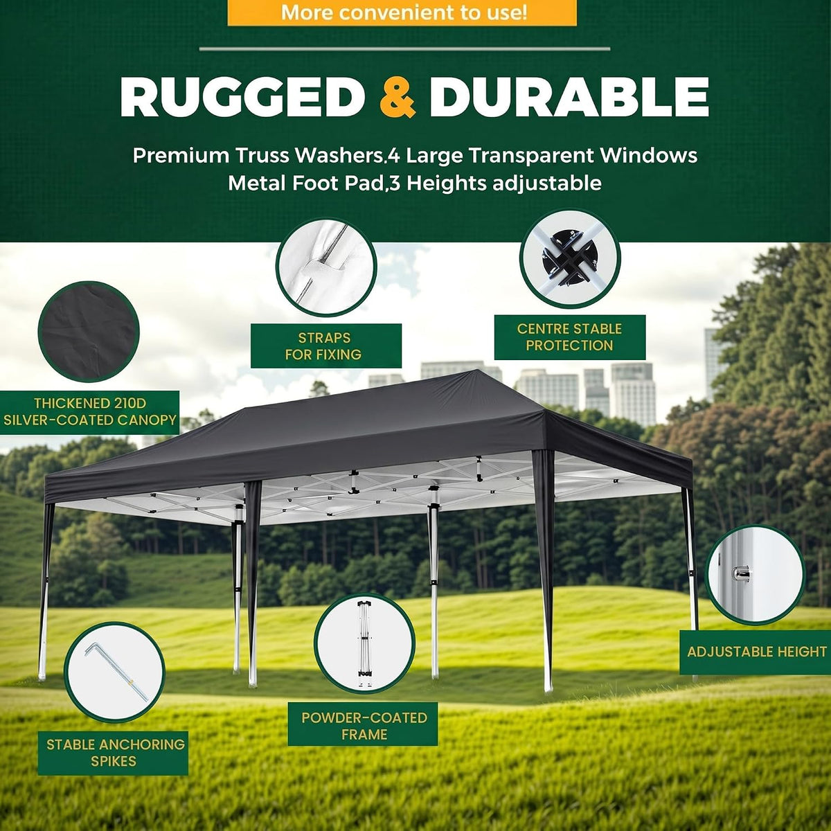 3x6m Pop Up Gazebo with 6 Sidewalls, Heavy Duty Marquee Party Tent, Waterproof & UPF 50+ UV Protection, Easy Setup Folding Canopy for Garden Events, Weddings, Markets & Carport