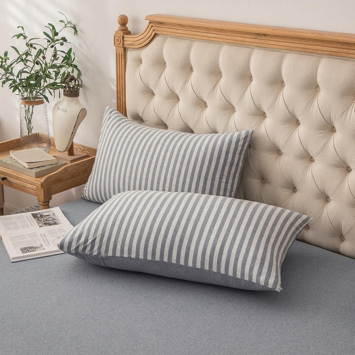 PURE ERA Jersey Knit Pillow Cases Solid Sage Green Standard