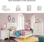 Signature Design by Ashley Panel Bed Frame, White Full Size, Paxberry | Boho carved floral medallion, Adjustable height headboard, Durable engineered wood, Standard full size mattress fit