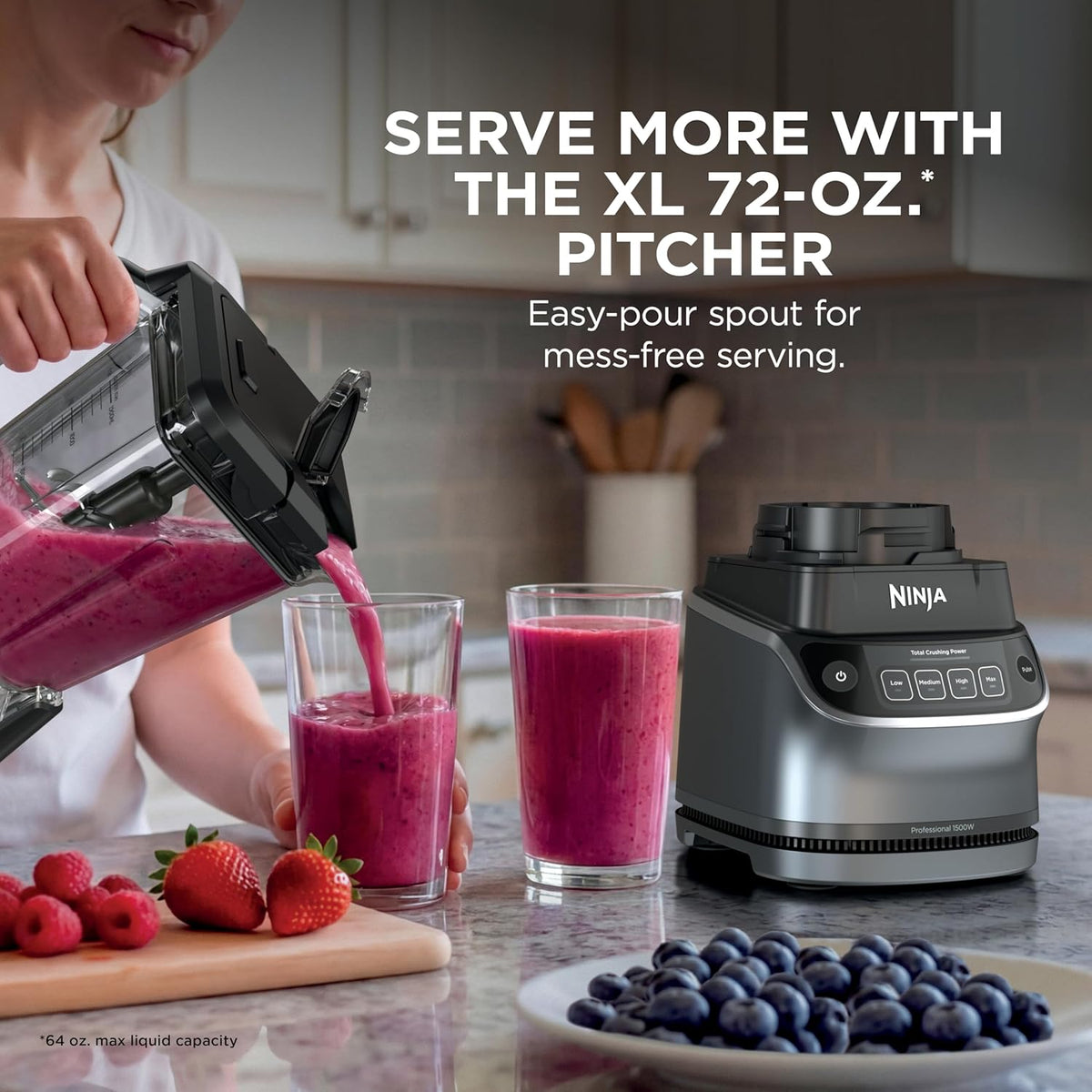 Ninja UltraCrush Pro Kitchen System, 1500W, 72oz Blender, Silver, BP401 | Total Crushing Tech for smoothies, ice crush & chopping. 72-oz blender, 8-cup processor & 18-oz to-go cup. 1500W.